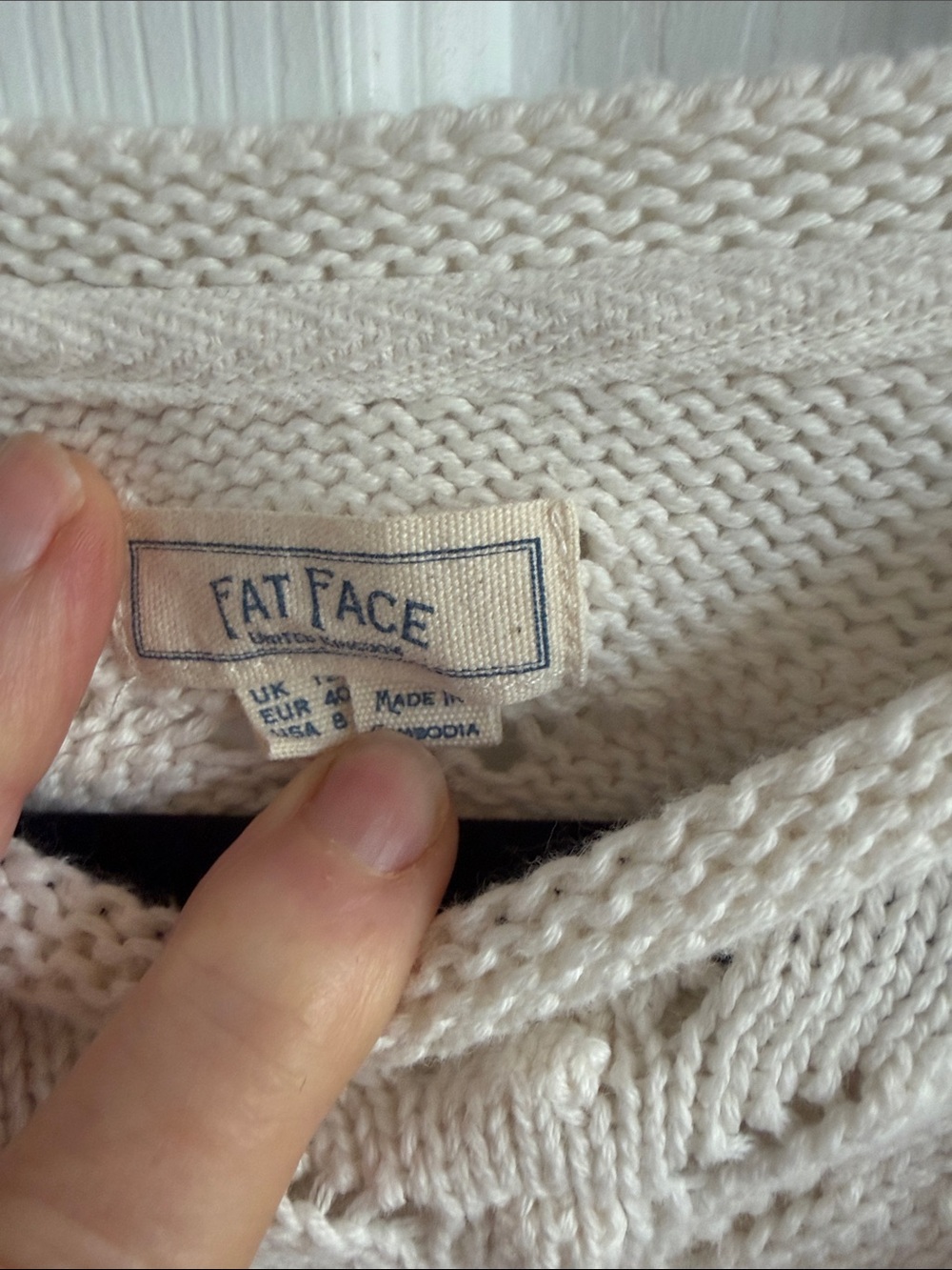 Fat Face Cream Openwork Crewneck Sweater Size 8 - Picture 9 of 12